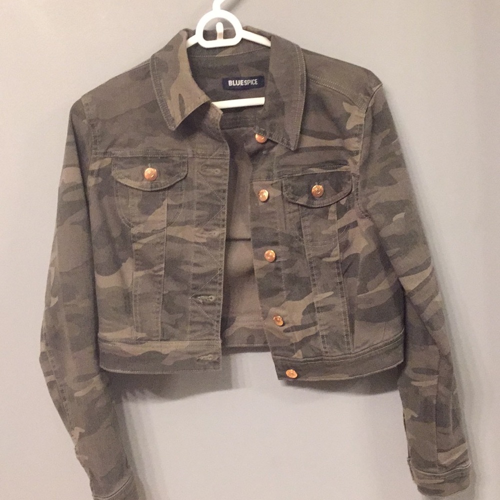 Camo green denim jacket